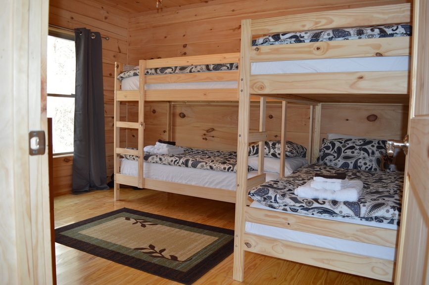 bunkbeds with memory foam mattresses at vacation rental log cabin