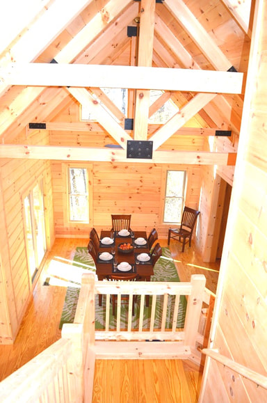 timber rafters at vacation rental log cabin